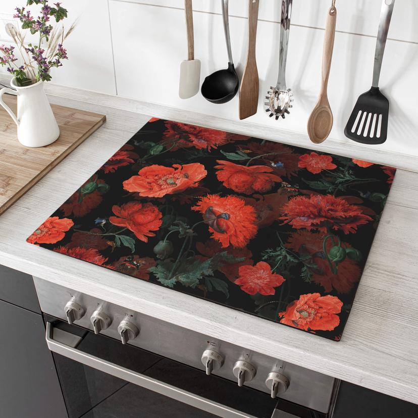 Piastra di copertura del fornello UN Designs - Fiori rossi