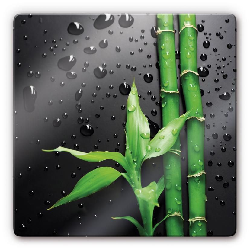 Tableau en verre - Bamboo Over Balck - carré