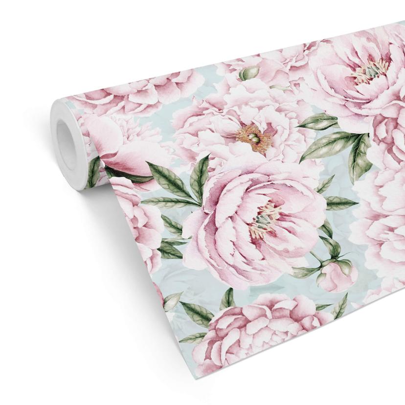 Mønstret tapet FN-design - Pink Paeonia
