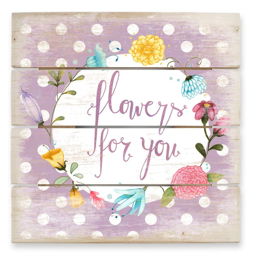 Cuadro de madera Loske - Flores para ti - 40x41,5 cm