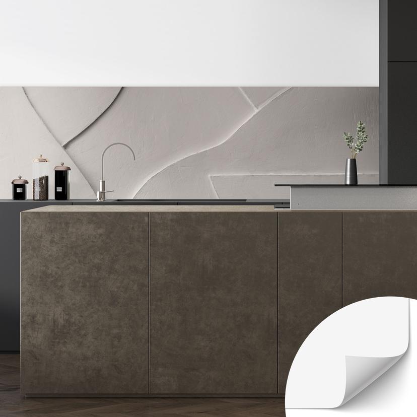 Salpicadero de cocina autoadhesivo Estructuras abstractas en beige suave - Böhmer