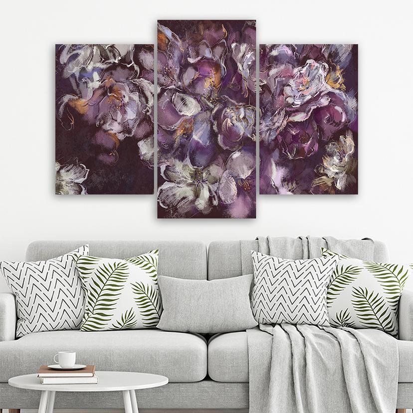 Stampa su tela 3 pezzi, fiore di iris