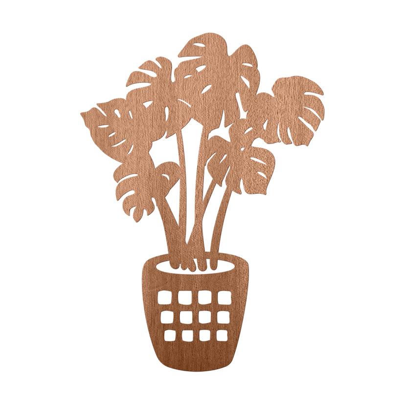 Väggdekorationer i trä monstera växt - mahogny