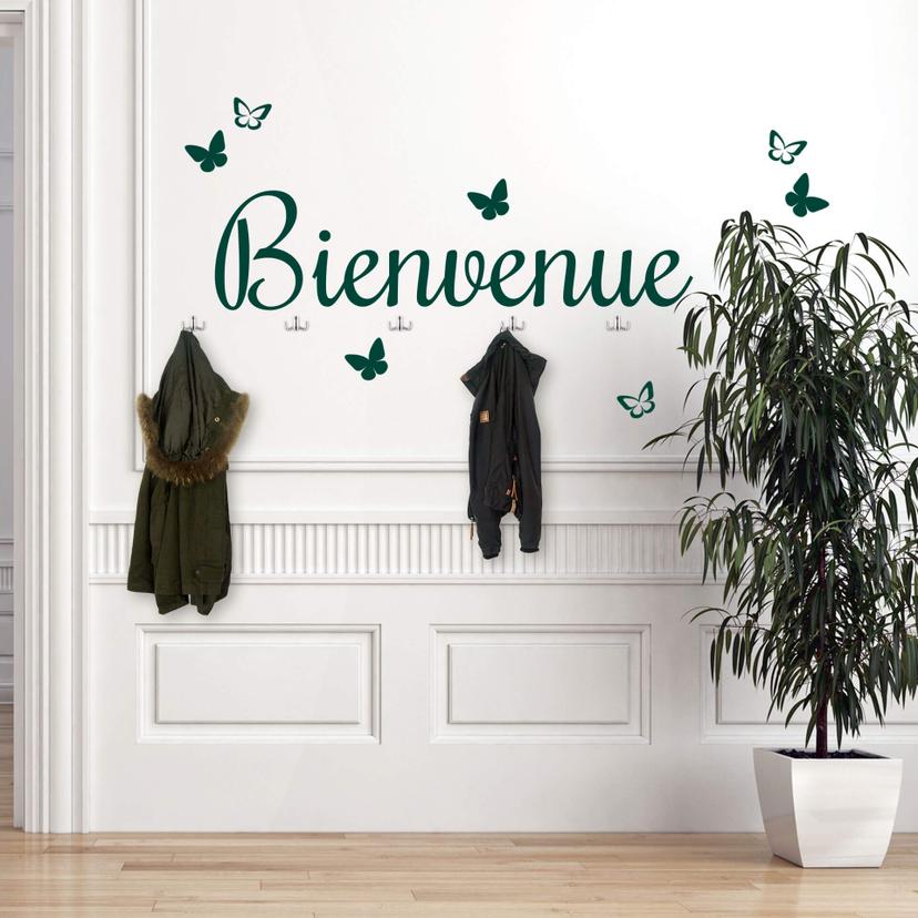 Sticker mural - Bienvenue 5 patères incl.