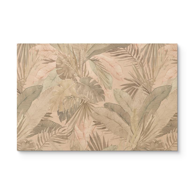 Cuadro de madera hojas tropicales en la jungla pastel - Bloomery Decor
