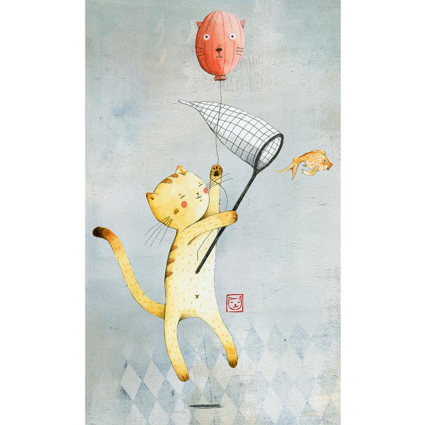Fotomurale Loske - Gatto con palloncino