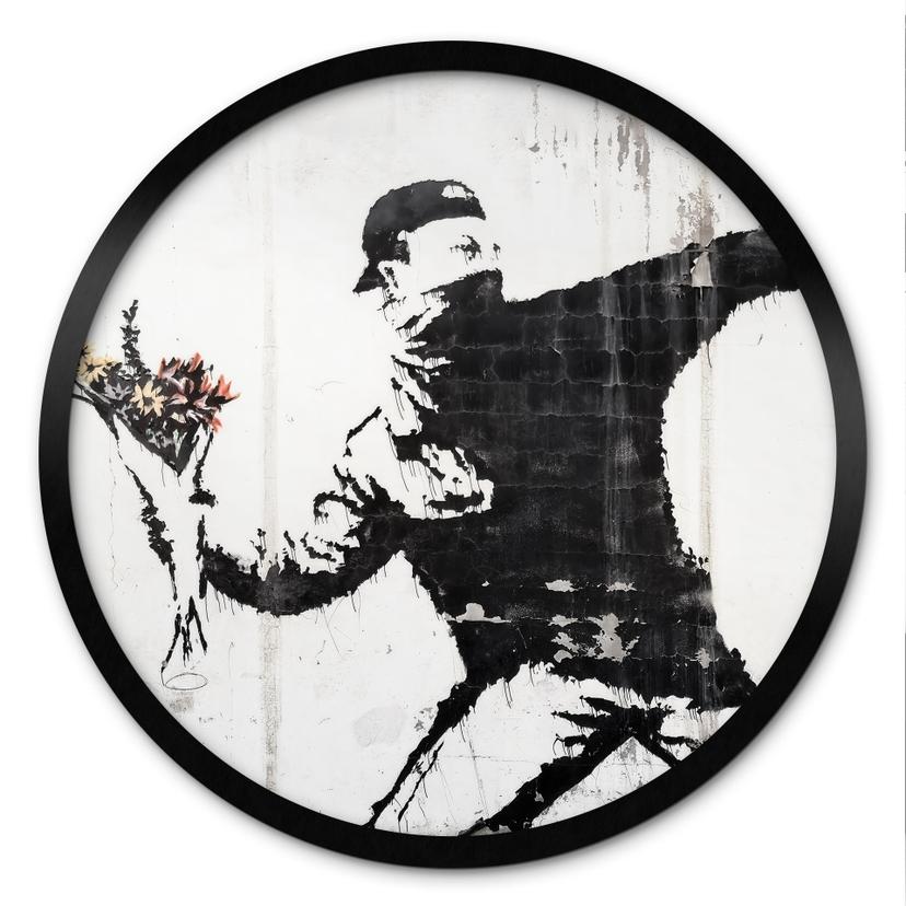 Poster rond Banksy - Le lanceur de fleurs