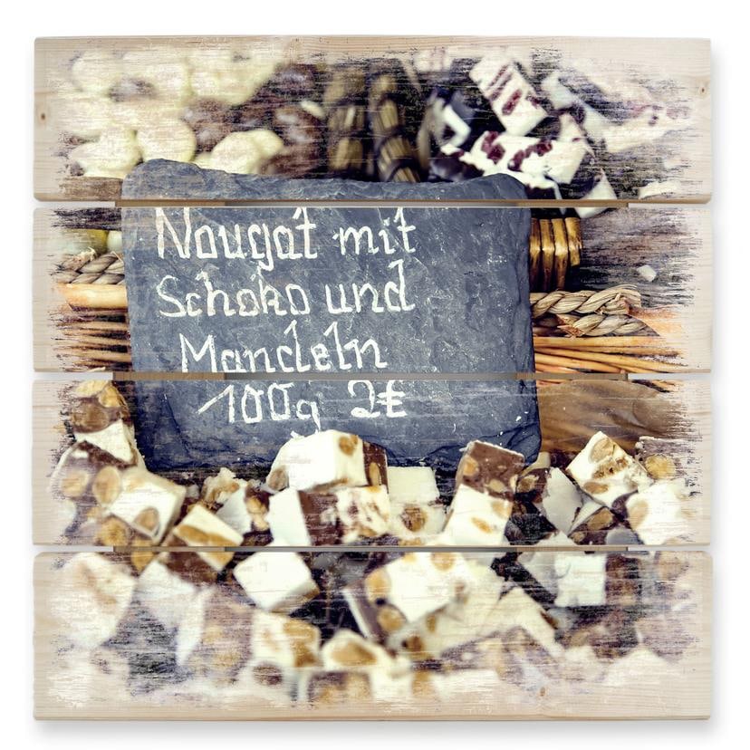 Cuadro de madera turrón con chocolate y almendras - 40x41,5 cm