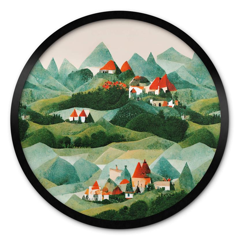 Plakat Treechild - Small village in the middle of green hills