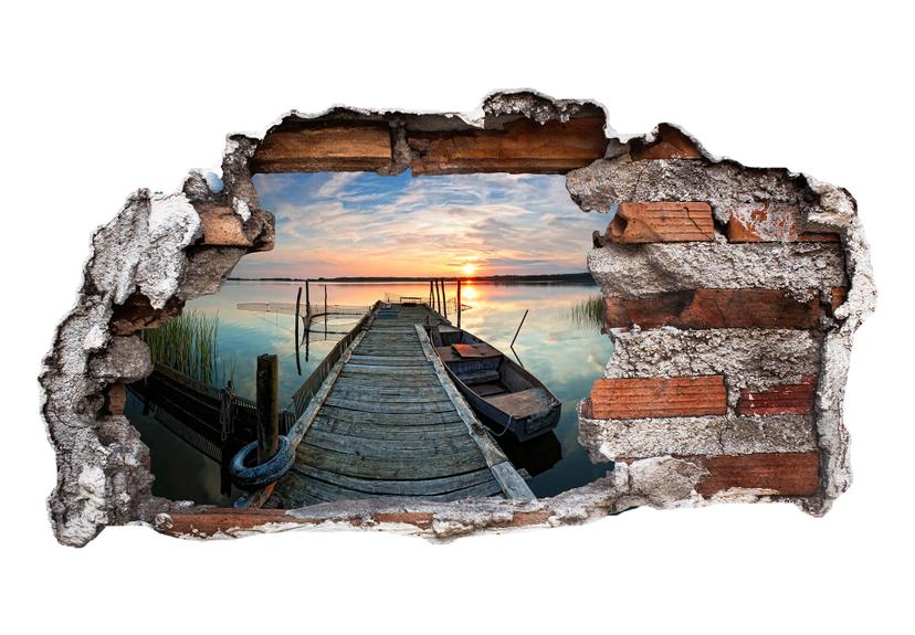 3D Muursticker Sunset at the Lake