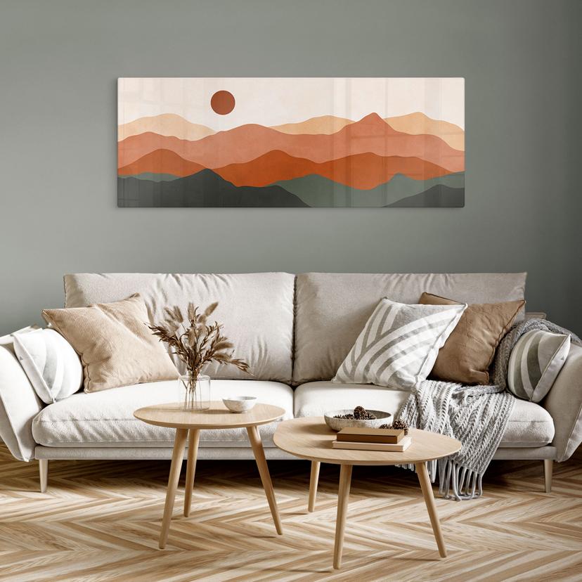 Stampa su vetro Dolci colline al sole della sera - Costa - Panorama