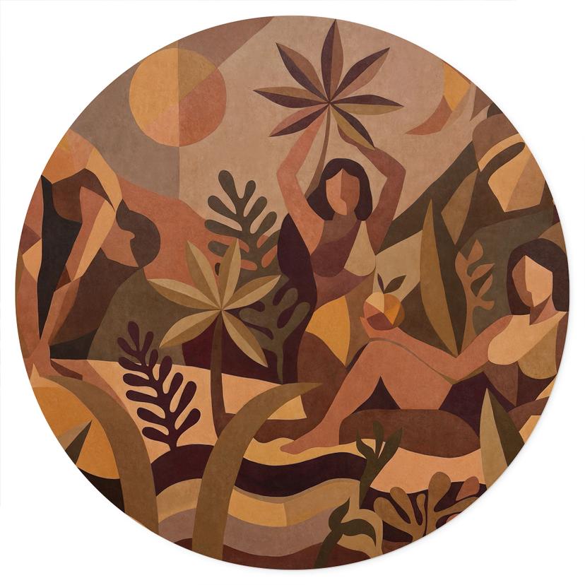 Wandtattoo Amber Flora - Frauen im Tropenwald - Sir Edward x Grigory Gladarev - Rund