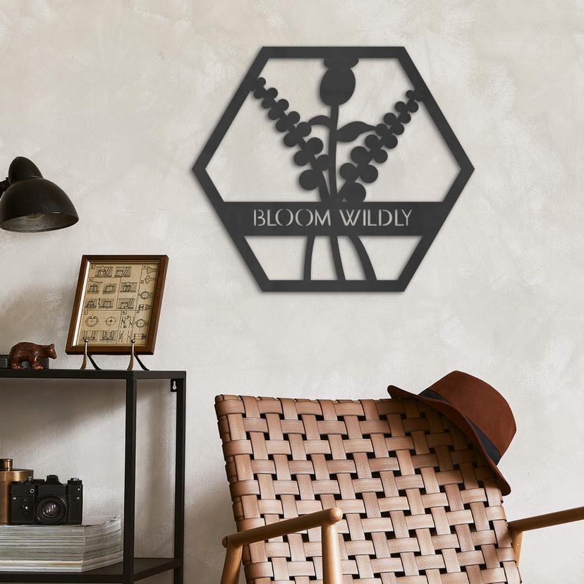 MDF - Decoración en madera - Flores en hexágono - Bloom Wildly