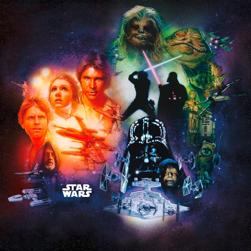 Vlies Fototapete - Star Wars Classic Poster Collage - 250 x 250 cm
