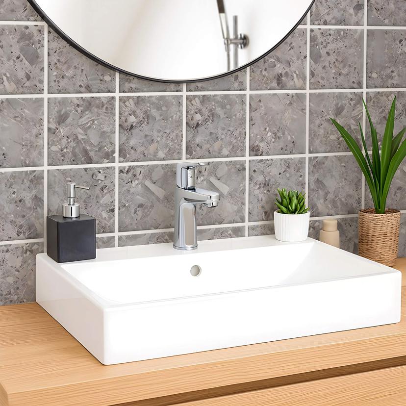 Adesivi per piastrelle effetto pietra, terrazzo scuro - Pellicole per mobili, rivestimento cucina, p