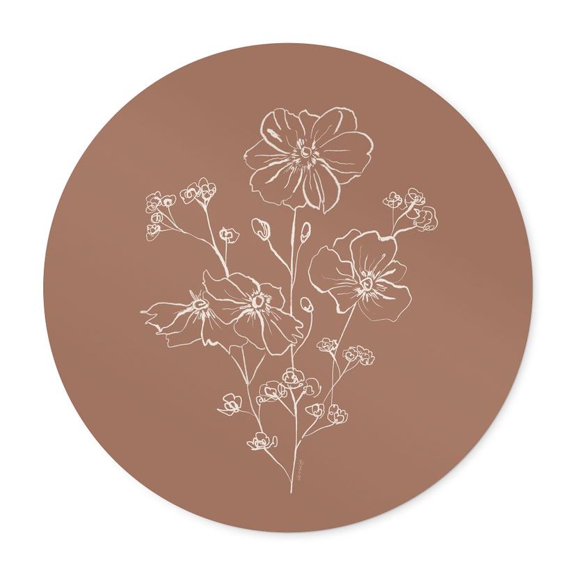 Poster Vildrosbukett Mocca Mousse - Anis Illustration - Rund