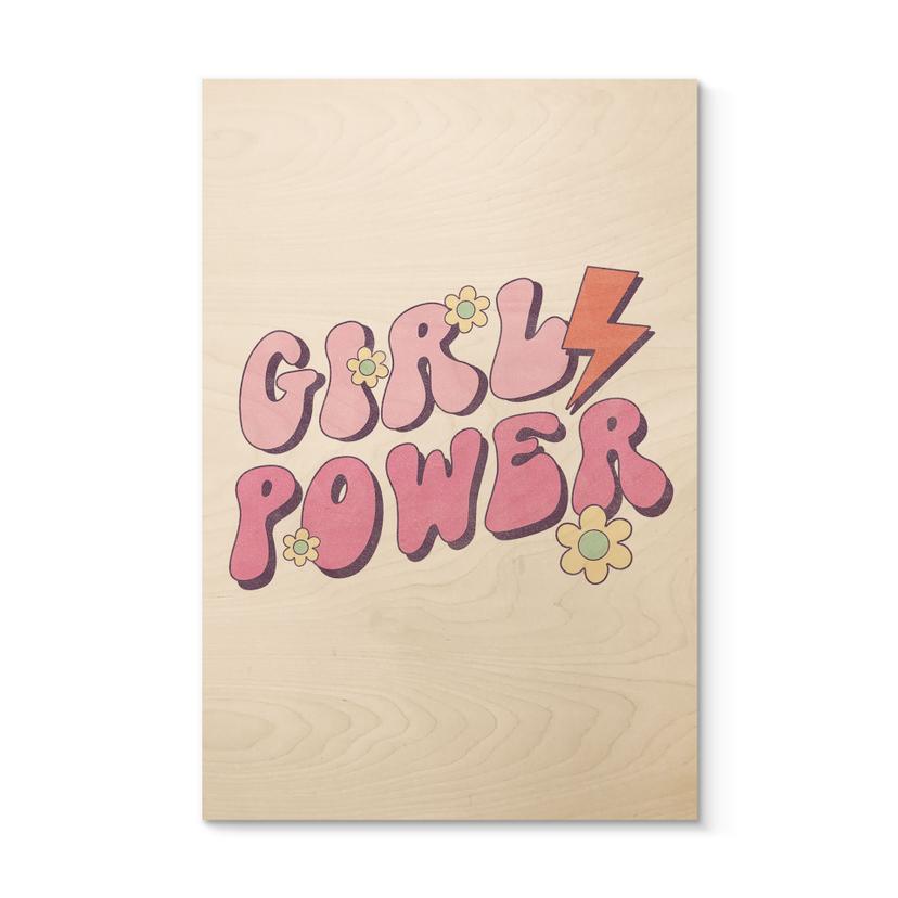 Billede af træ Girl Power retro bogstaver lilla