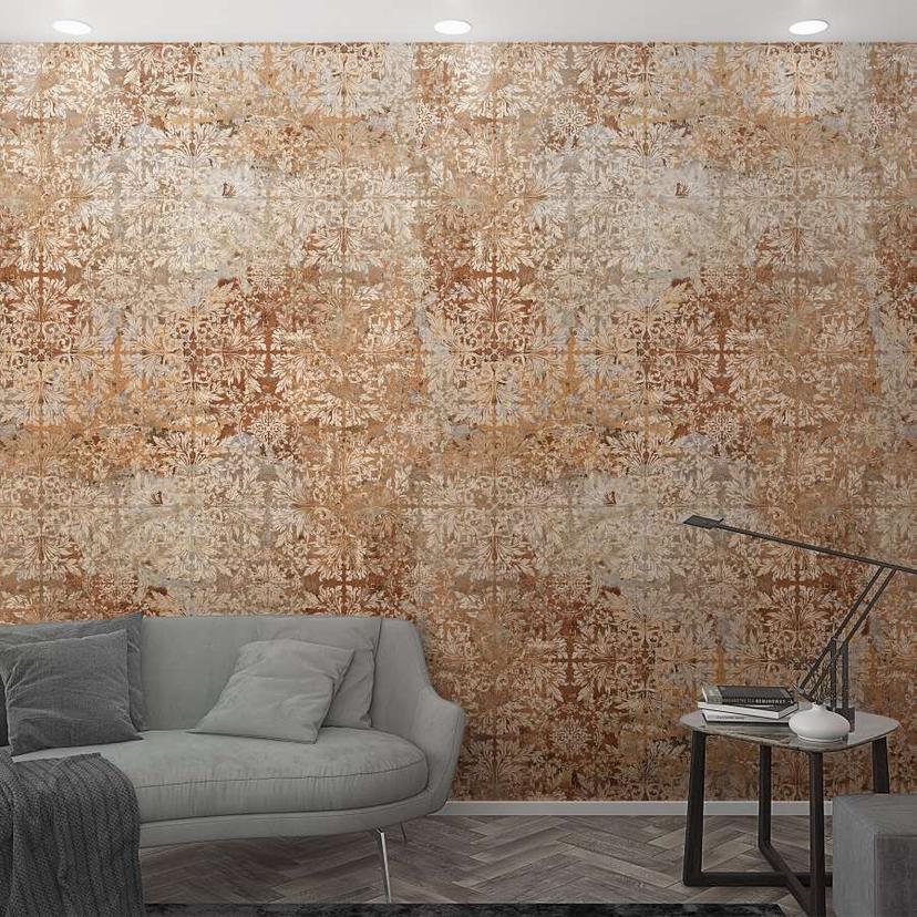 Fototapet i vintagestil Beige, Rød,Ornamental 2.70 x 1.59 m