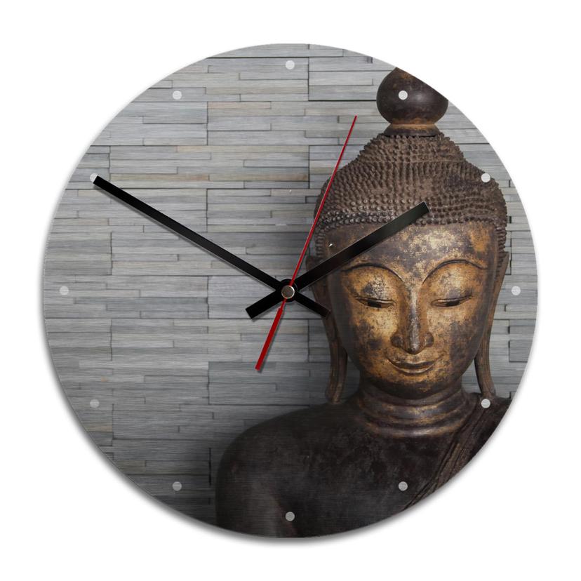 Wandklok Alu-Dibond met Zilvereffect Thailand Boeddha