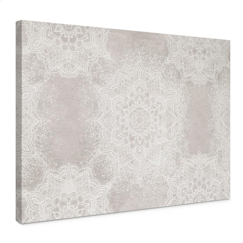 Lienzo Mandala suave sobre gris-beige - Bloomery Decor