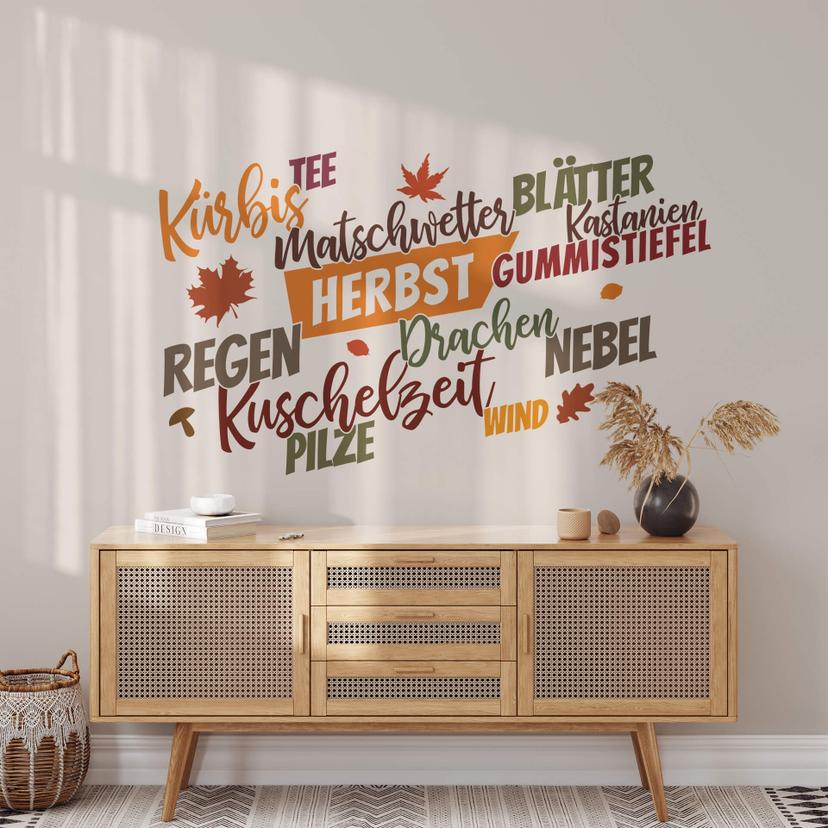 Wandtattoo Typografie - Herbstliche Wörter