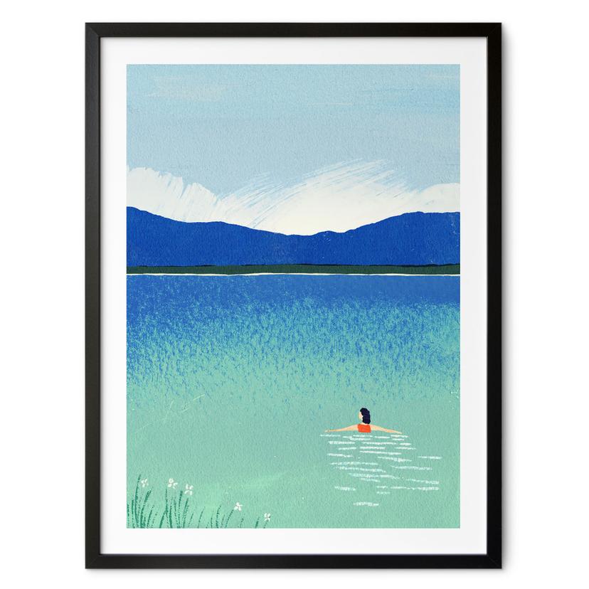Poster Sommarbad i bergsjön - Rivers