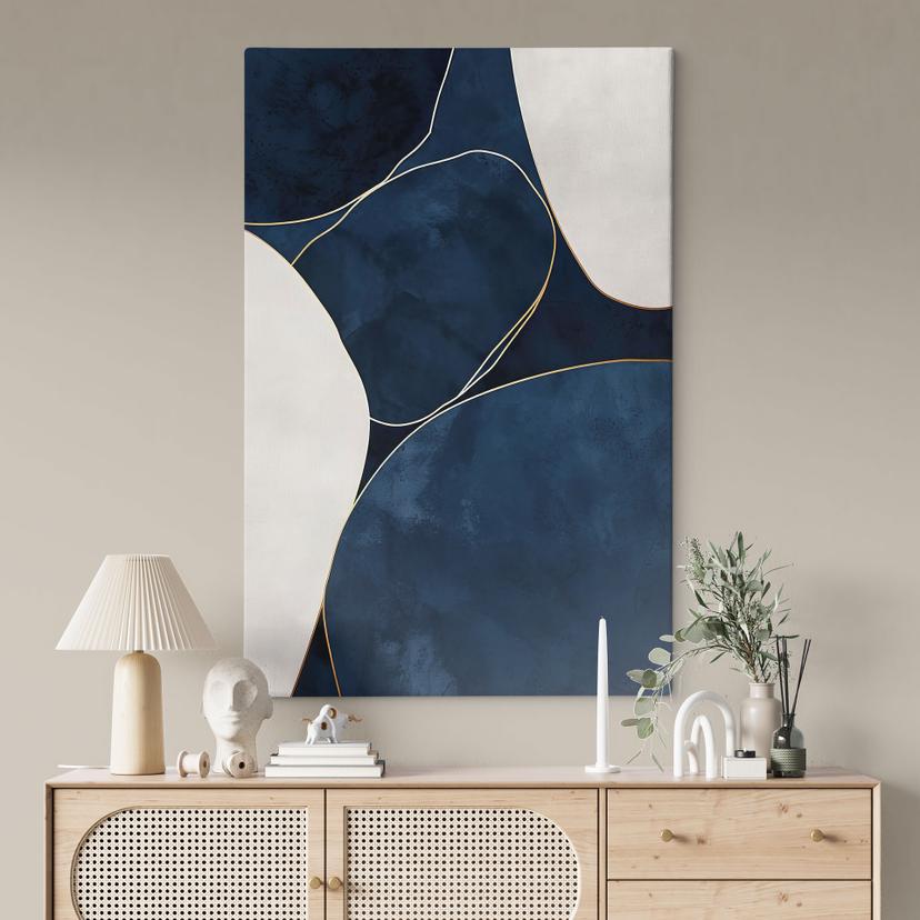 Stampa su tela Equilibrio geometrico in blu e bianco - Paksoylu