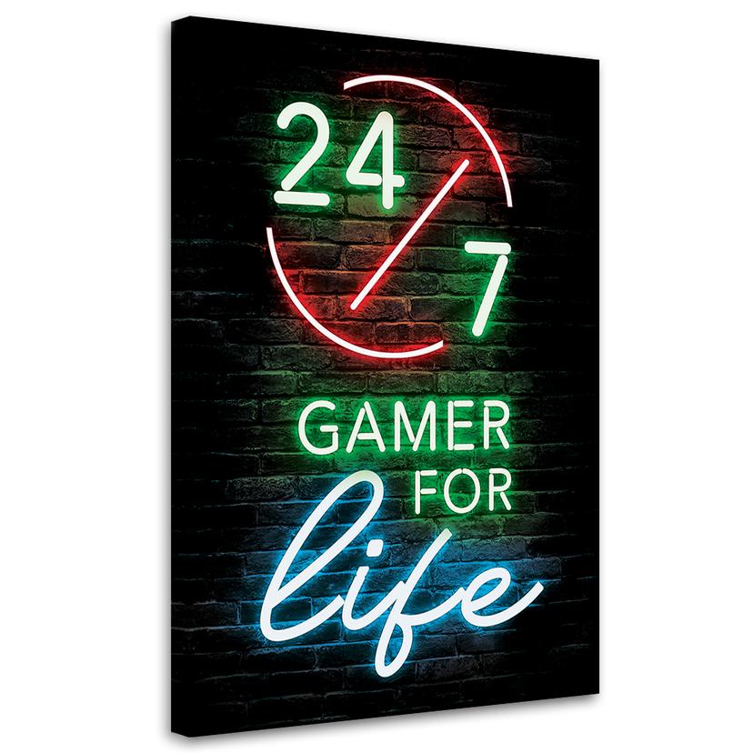 Tableau sur toile, inscription gamer pour la vie