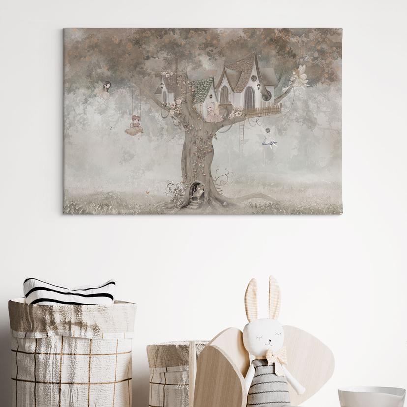 Canvas schilderij Magische boomhut met feeën - Ms Tiff