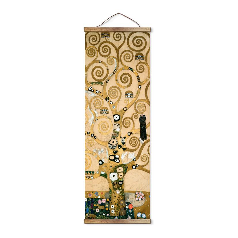 Lærred, banner, Tekstil plakat Klimt - Livets træ - Panorama