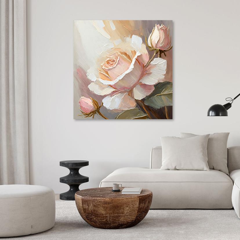 Leinwandbild Handgemalte Rose