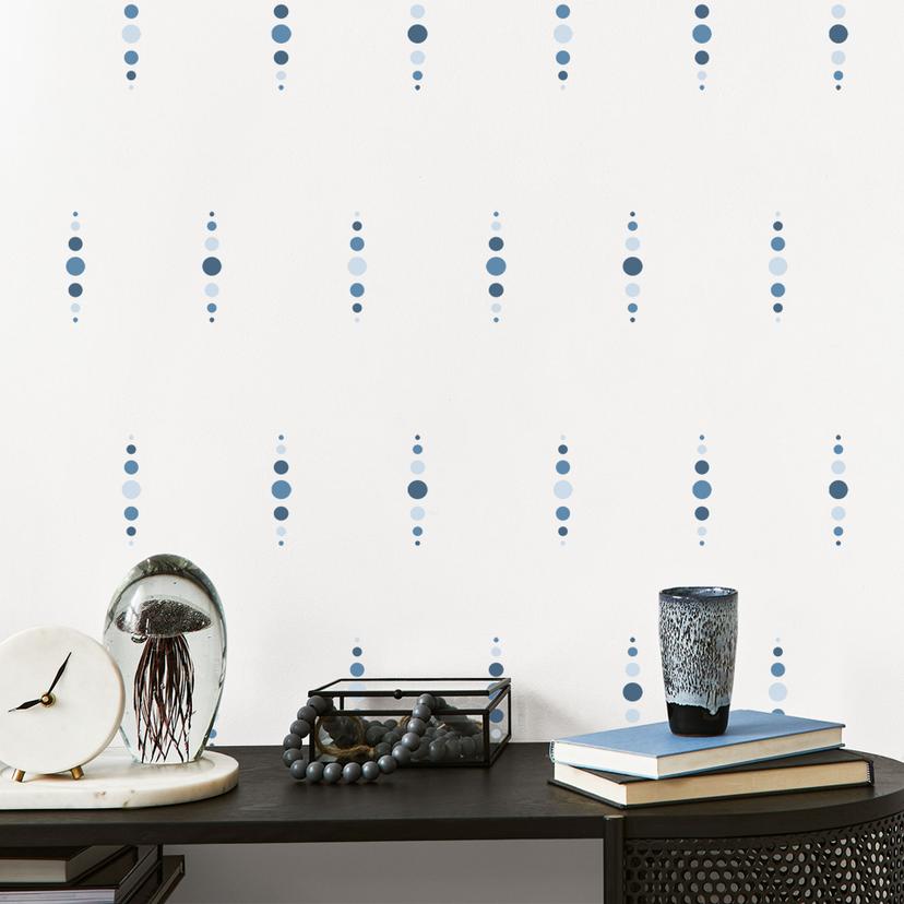 Wallsticker former - Geometriske cirkler i blåt