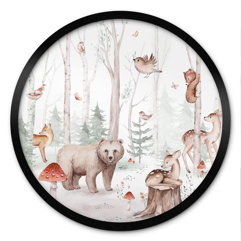 Plakat skovens dyr om efteråret - Kvilis - Round