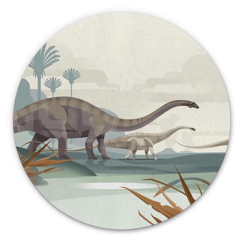 Tableau sur alu-Dibond rond Braun - Diplodocus