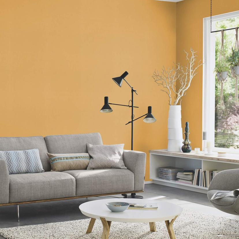 Rasch papier peint intissé, papier peint uni Sophia jaune safran