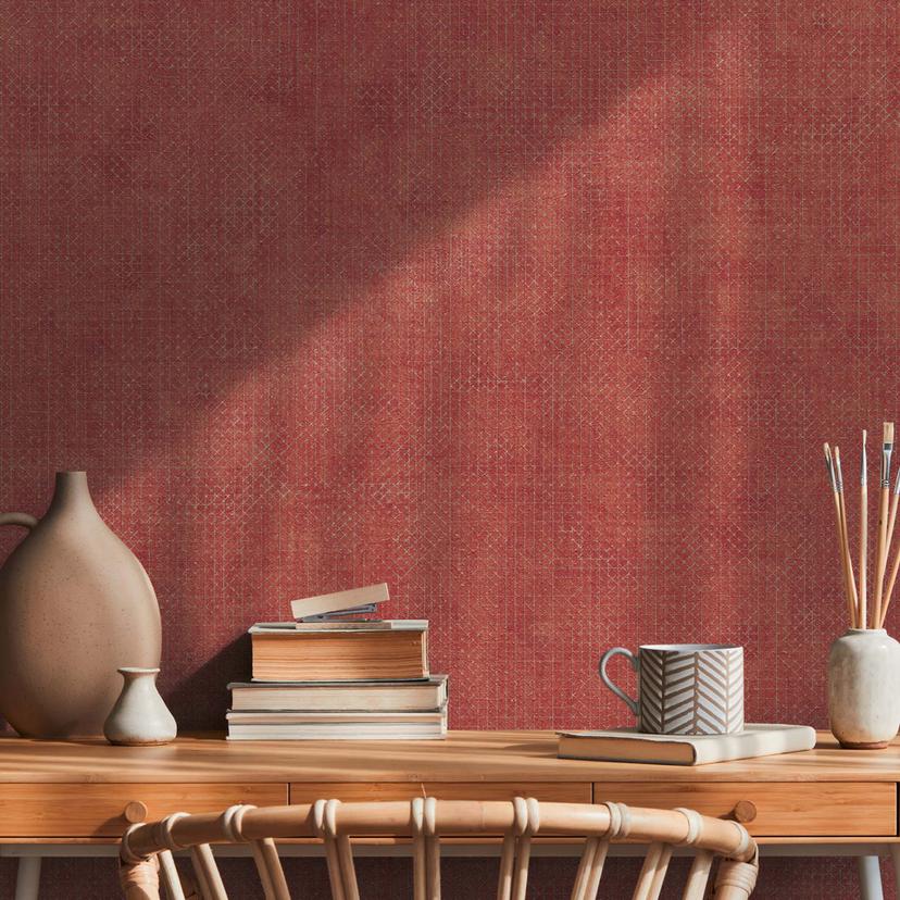 A.S. Création non-woven tapet BOS - grafisk tapet rødt, guld, metallic