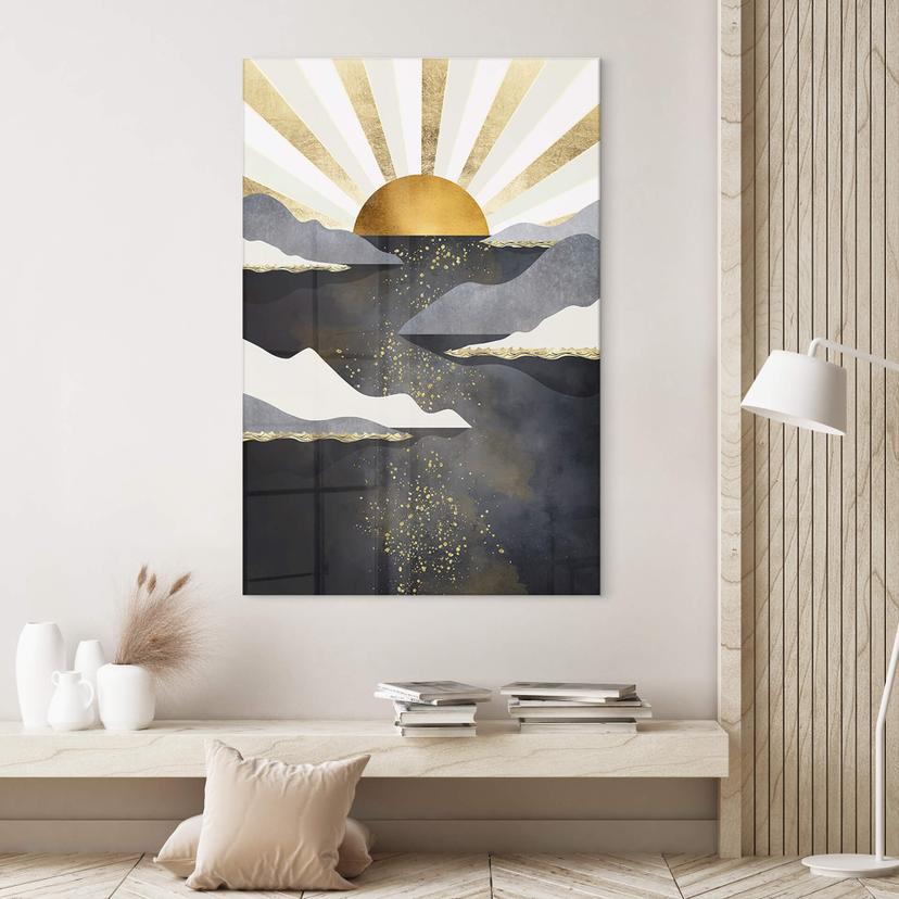 Tableau sur verre acrylique SpaceFrog Designs - crépuscule doré