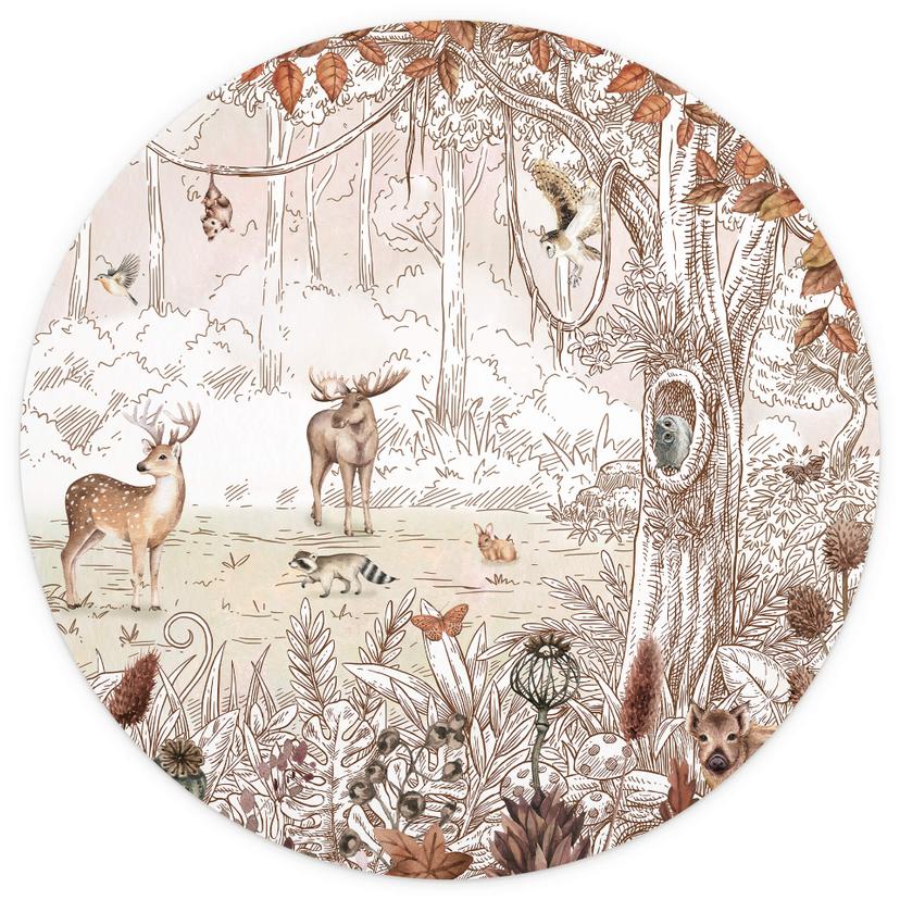 Behangcirkel Kikki Belle - Plezier in het Bos in de Herfst - vliesbehang/zelfklevend vliesbehang