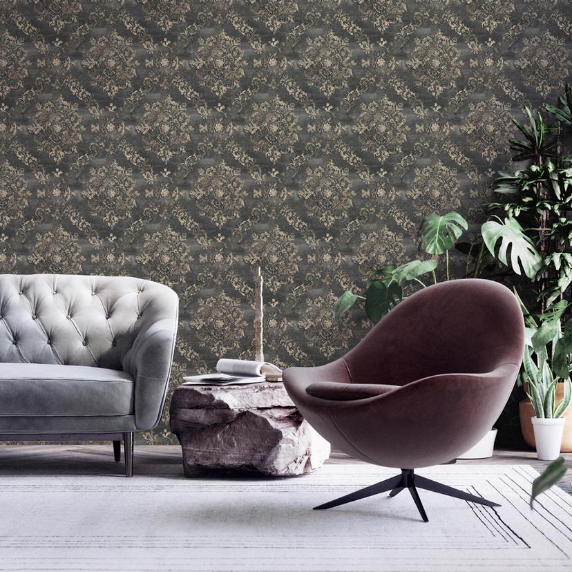 Livingwalls Barocktapete My Home My Spa Vliestapete Romantic Home Vintage umbragrau, perlbeige