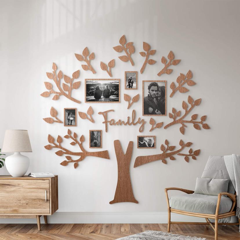 Árbol genealógico de madera XXL Familia - madera de caoba