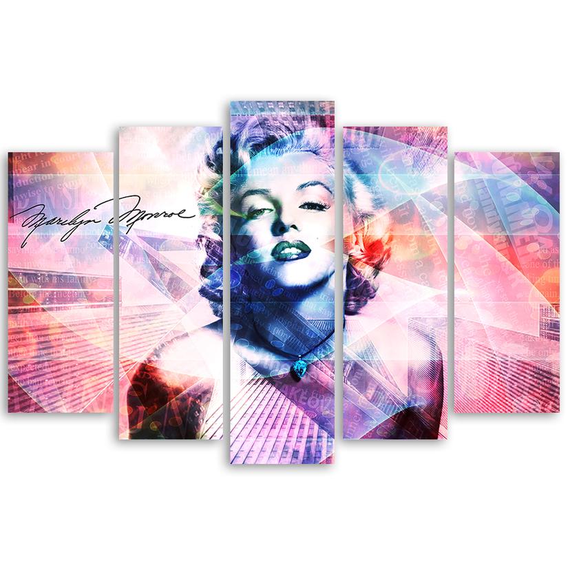 Stampa su tela 5 pezzi, colore Marilyn Monroe