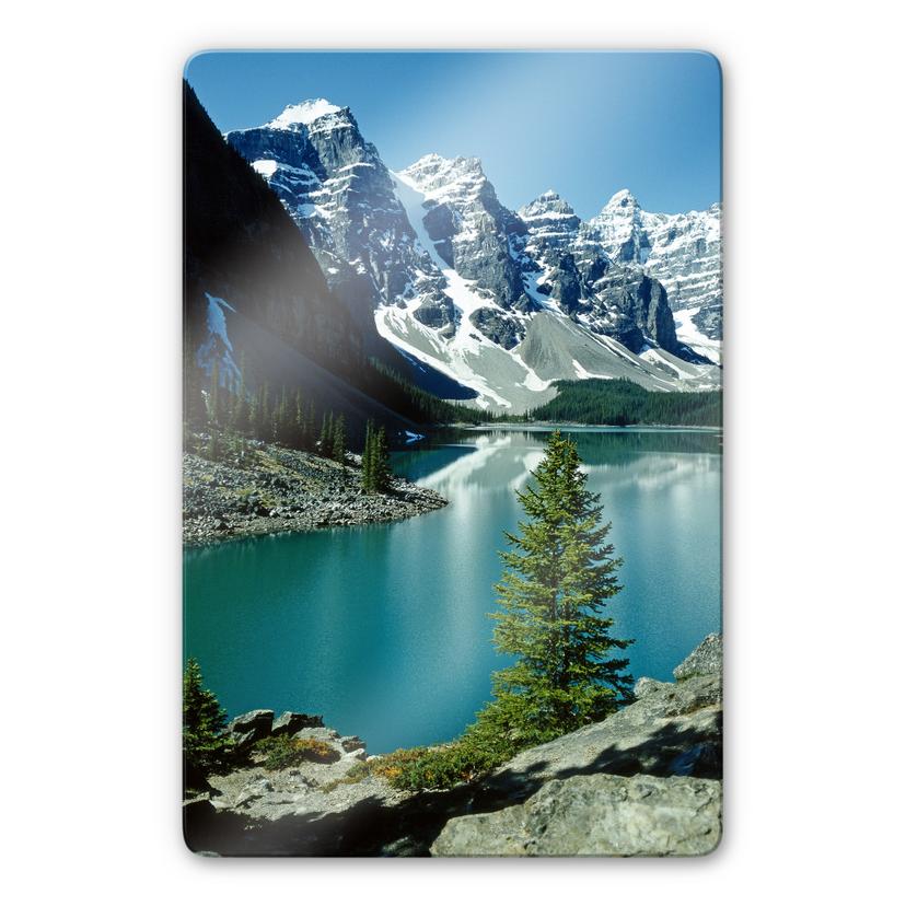 Tableau en verre - Lac de montagne idyllique