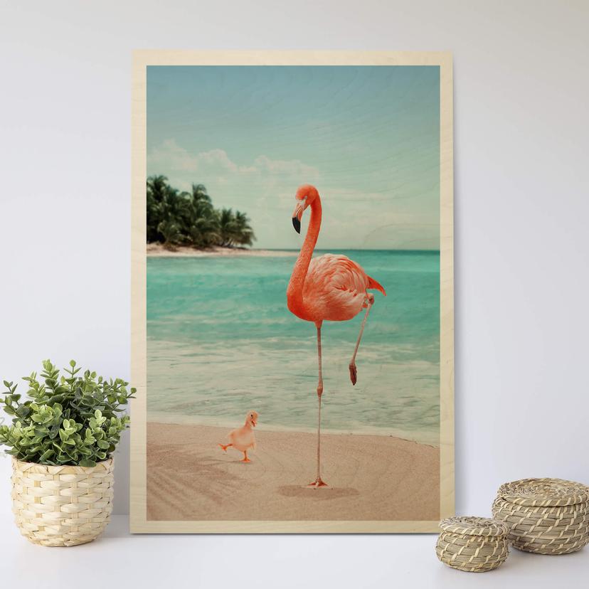 Tableau sur bois Loose - Wannabe Flamingo