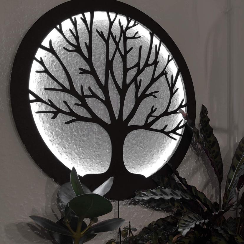 Décoration lumineuse LED en MDF - Arbre de vie