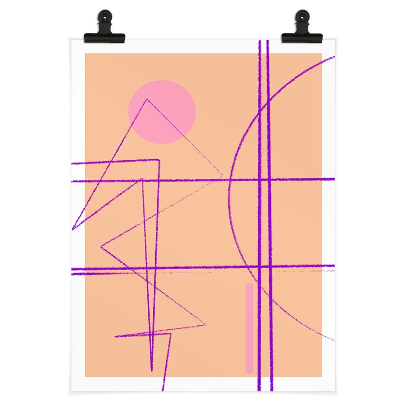 Póster Líneas abstractas sobre fondo naranja - Treechild