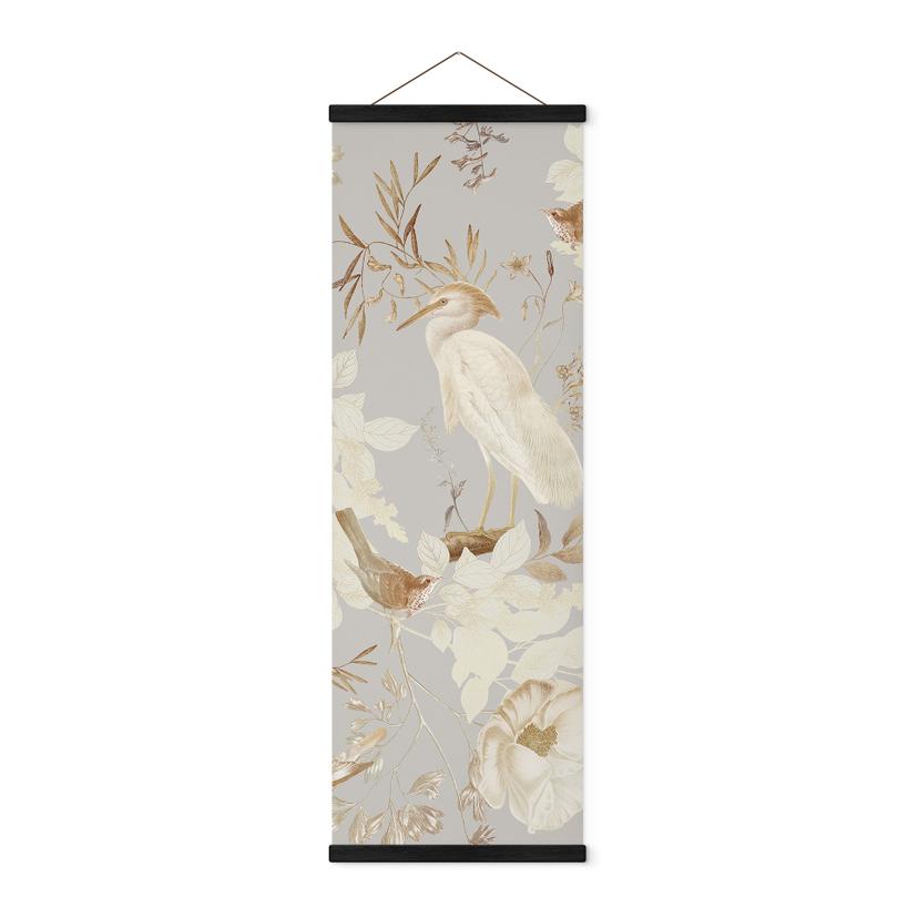 Tekstil plakat Fugle blandt hvide blomster - UN Designs