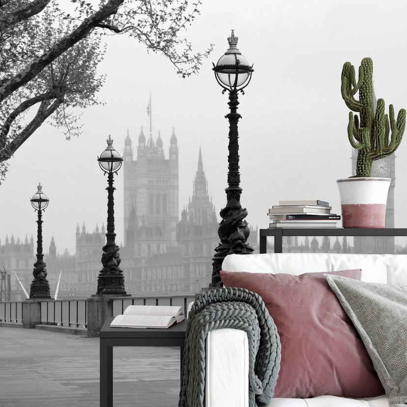 Fotobehang Papierbehang London Fog - 366x254 cm