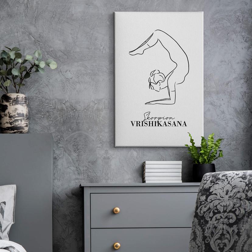 Lienzo Yoga Escorpión - Line Art