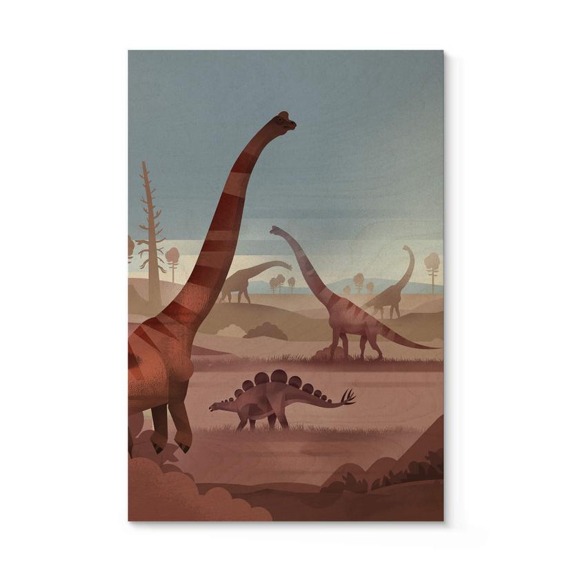 Træplakat Braun - I dinosaurernes land