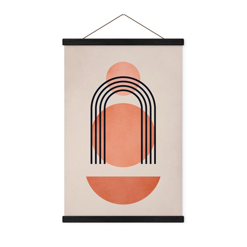 Tekstil plakat Abstrakt geometri i ferskenfarver - Kubistika